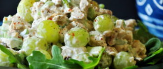 Салат с ананасом и куриной грудкой: вкусный салатик с виноградом 10