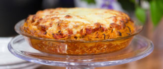 Вкусный Пирог с грибами и ветчиной без возни с тестом 15