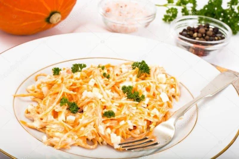 Салат из тыквы: оригинальный и вкусный рецепт из 4 ингредиентов 7 Салат из тыквы