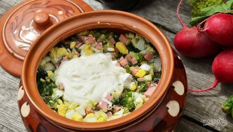 Окрошка с колбасой: любимый холодный суп русской кухни 6 Окрошка с колбасой
