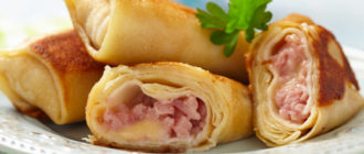 Блины с ветчиной и сыром: вкусные ароматные блинчики с хрустящей корочкой 6