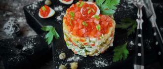 Оливье с красной рыбой: новый вариант приготовления любимого салатика 2