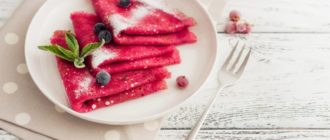 Красные блины: красивые, ярко-розовые, настоящее украшение стола 8