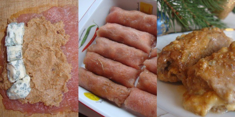 Мясной рулет с огурцами