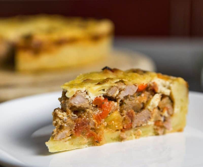 Открытый мясной пирог. Пирог получается вкусный, сытный и подойдёт для перекуса 4 Открытый мясной пирог
