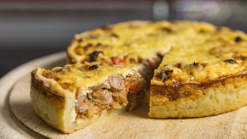 Открытый мясной пирог. Пирог получается вкусный, сытный и подойдёт для перекуса 5 Открытый мясной пирог. Пирог получается вкусный, сытный и подойдёт для перекуса