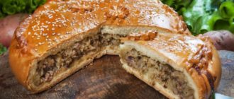 Закрытый пирог с капустой и мясом. Мягкое , воздушное тесто и сочная начинка 27