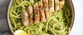 Курица с соусом Песто. Ароматное мясо подаётся со спагетти и фасолью 8