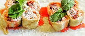 Блинные роллы с начинкой. Простой, вкусный десерт с нежной начинкой 5