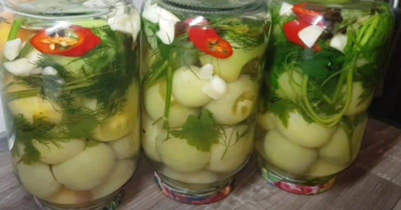 Маринованные зелёные помидоры на зиму. Отличное угощение к любому столу 4 Маринованные зелёные помидоры на зиму