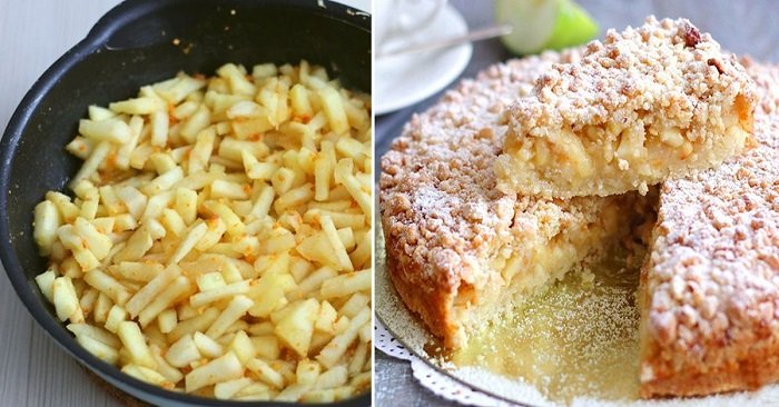 Яблочный пирог с ореховой крошкой. Любимый десерт с изюминкой 4 Яблочный пирог с ореховой крошкой