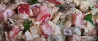 Грибной салат с помидорами и колбасой. Гости порадуют вас сытым видом 10